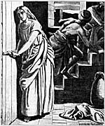 Rahab and the spies. Artists depiction.