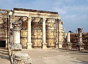 White stone synagogue at Capernaum. Photo copyrighted, BiblePlaces